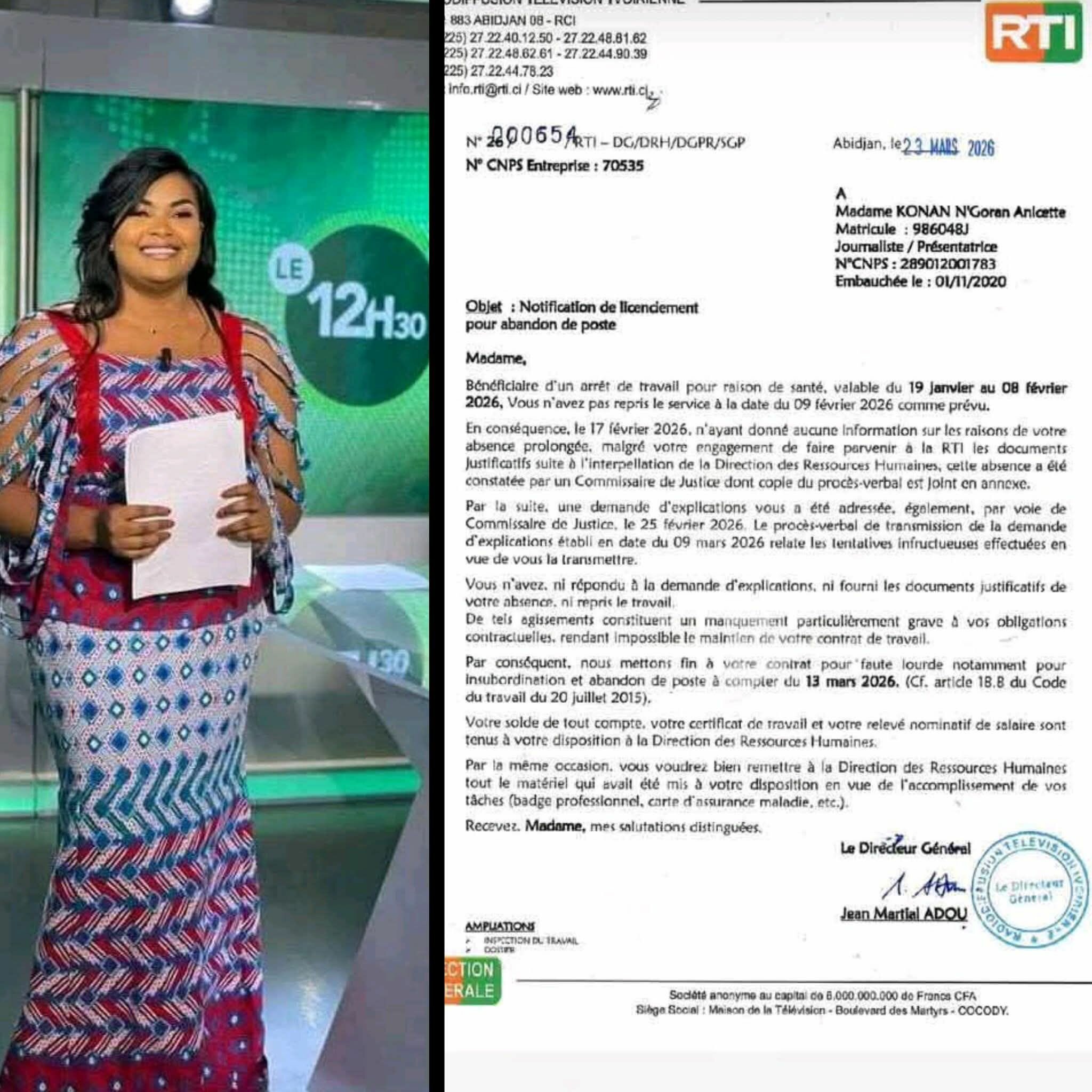 La journaliste Annicette Konan renvoy&eacute;e de la RTI pour faute grave et insubordination !
