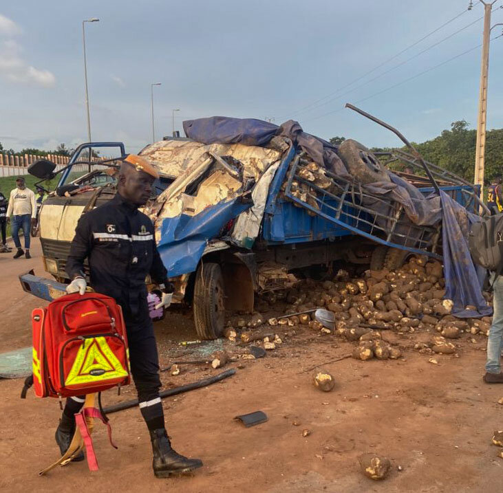 BONDOUKOU : SIX VICTIMES SECOURUES PAR LES POMPIERS APRES UN ACCIDENT DE LA CIRCULATION