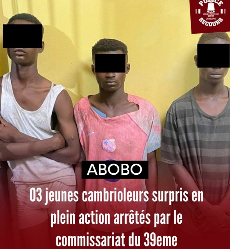 ABOBO : 03 Cambrioleurs interpell&eacute;s par le commissariat du 39 eme arrondissement d&rsquo;Abobo .
