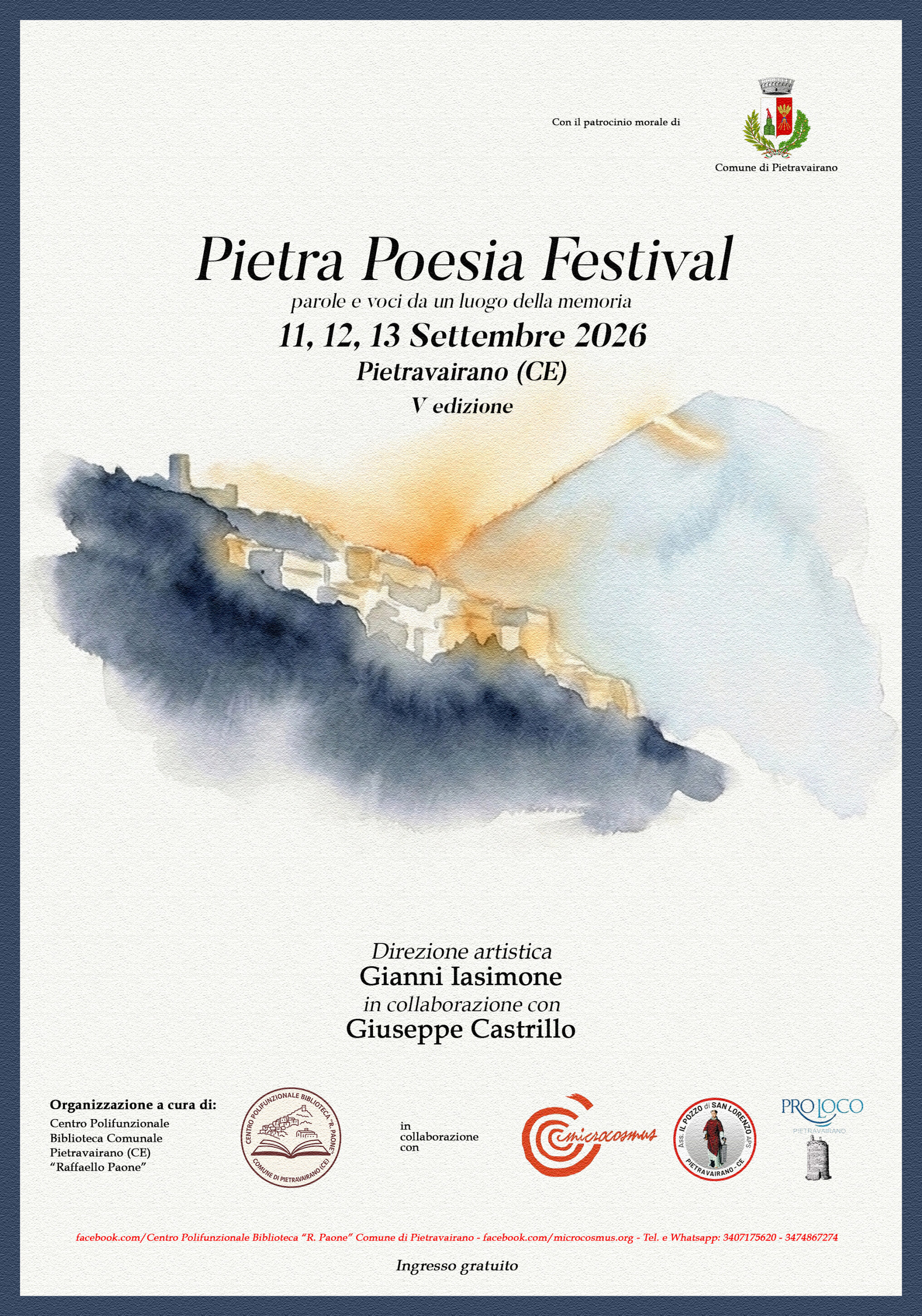 Pietra Poesia Festival, 11, 12 e 13 settembre 2026 - Pietravairano (CE)
