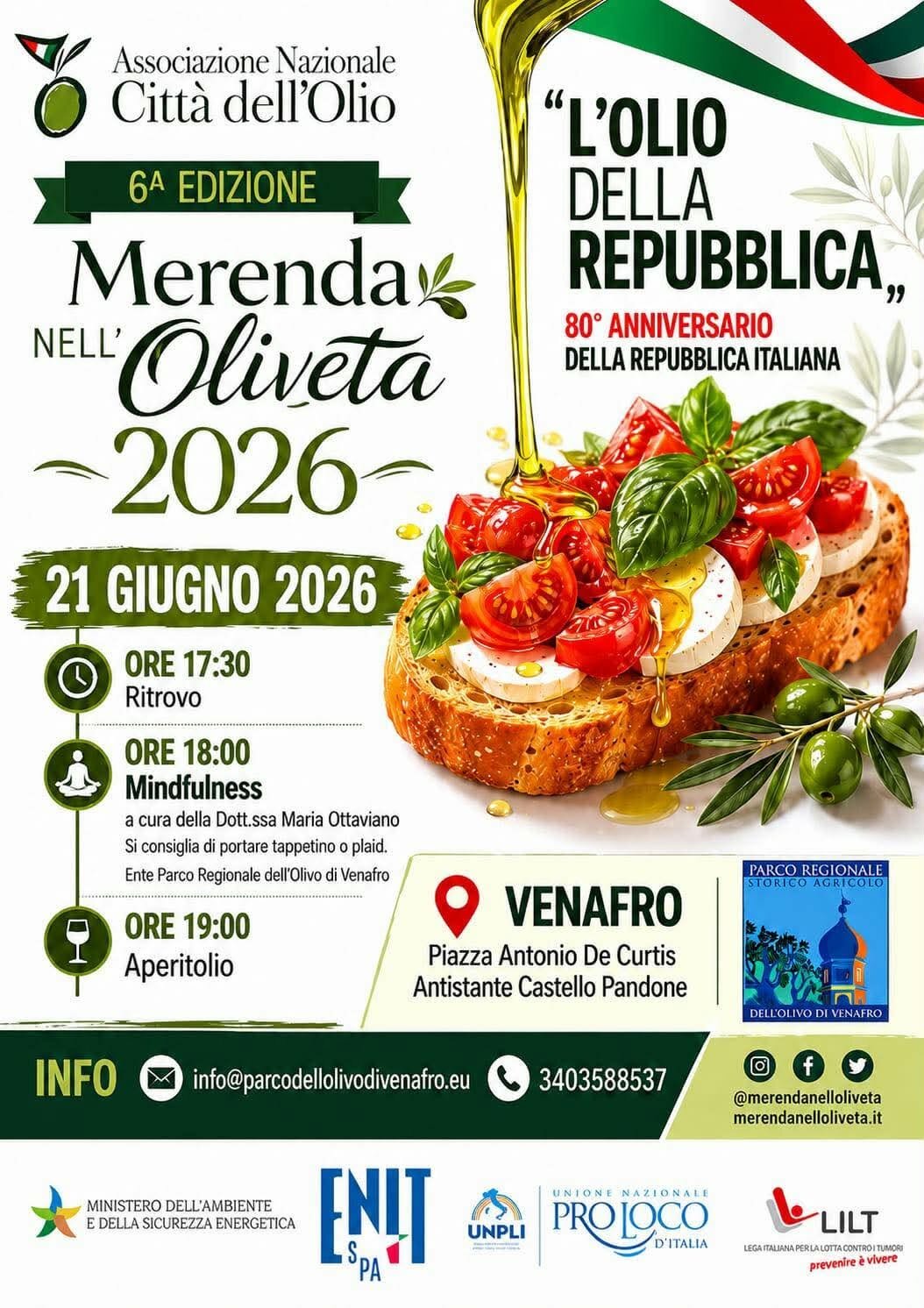🌿 Venafro celebra l'&laquo;Olio della Repubblica&raquo;: torna la Merenda nell&rsquo;Oliveta tra natura e gusto