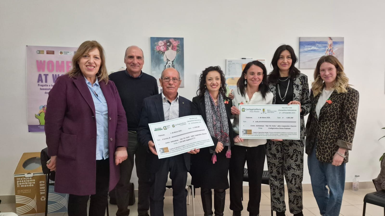 Confragricoltura Donna Frosinone: consegnati 4mila euro al Centro Antiviolenza di Diaconia
