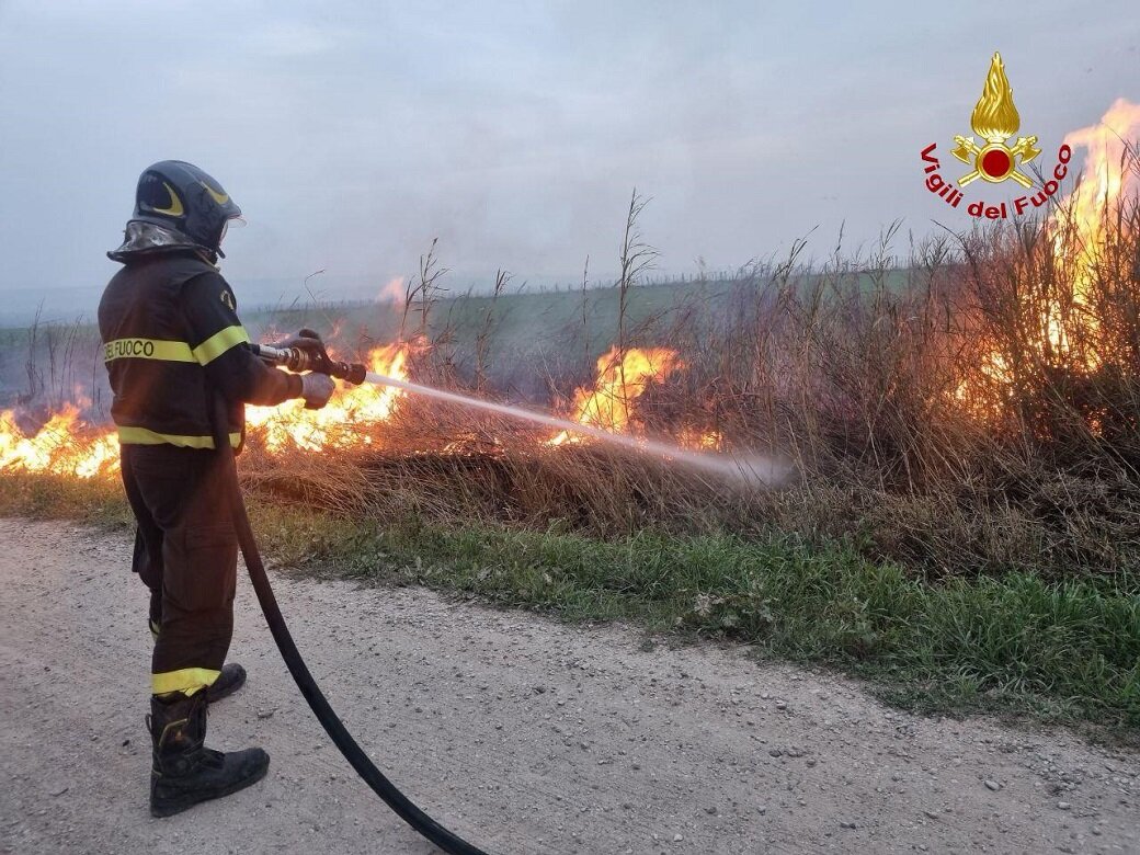🔥 Basso Molise, pomeriggio di fuoco: fiamme vicino a un distributore e a una stalla