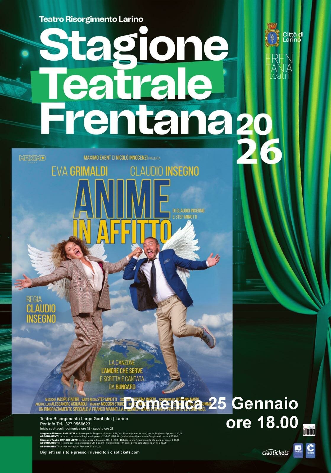 🎭 Eva Grimaldi e Claudio Insegno a Larino: al Teatro Risorgimento va in scena 'Anime in Affitto'