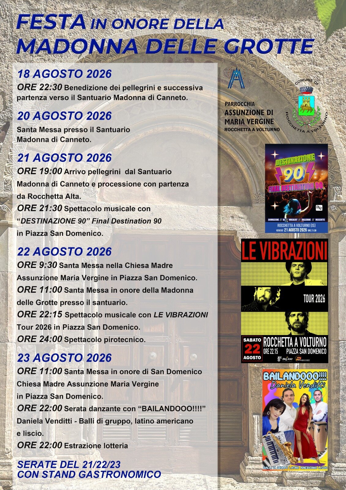Rocchetta a Volturno celebra la Madonna delle Grotte: tre giorni di festa e il grande concerto de Le Vibrazioni
