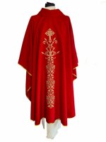 casula-rossa-in-poliestere-con-ricamo-oro-croce-fiori-spighe-ref-02cla3802