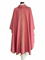 casula-rosa-in-poliestere-con-ricamo-oro-croce-fiori-spighe-ref-02cla3807