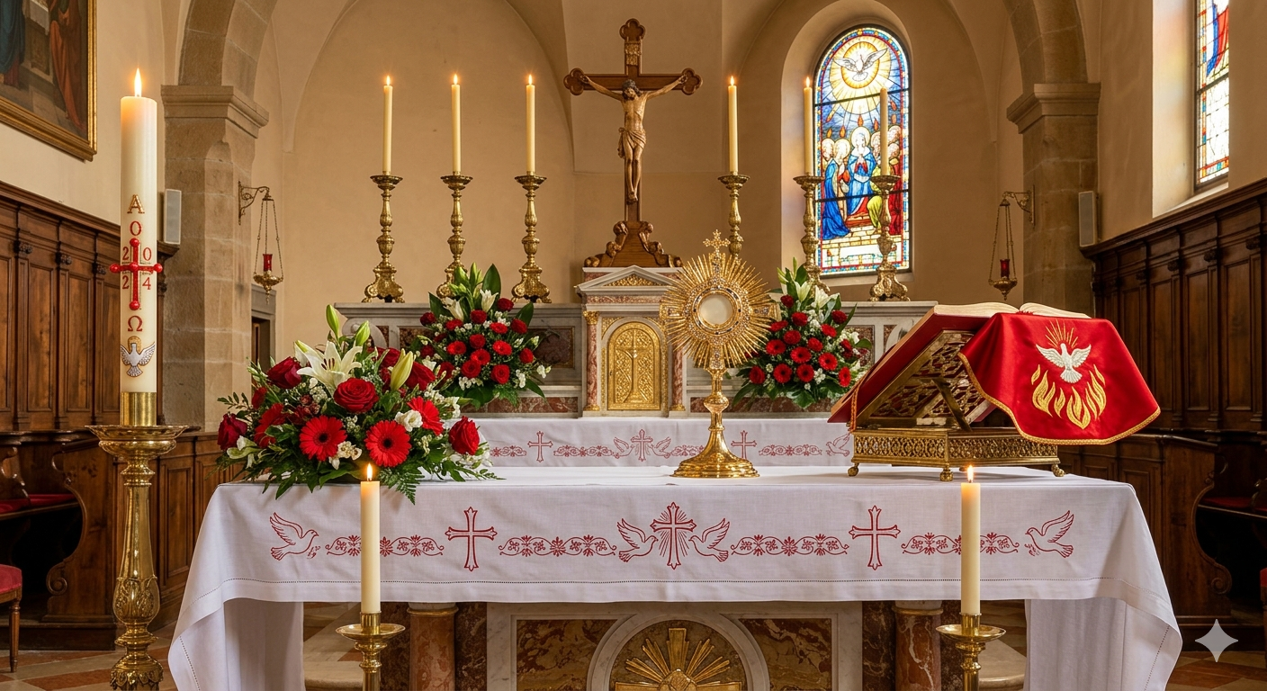 La Domenica di Pentecoste: significato, simboli e la guida ai paramenti liturgici