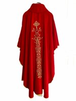 casula-rossa-in-poliestere-con-ricamo-oro-croce-fiori-spighe-ref-02cla3802