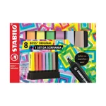 desk-set-8-evidenziatore-boss-original-pastel-nature-nero-stabilo