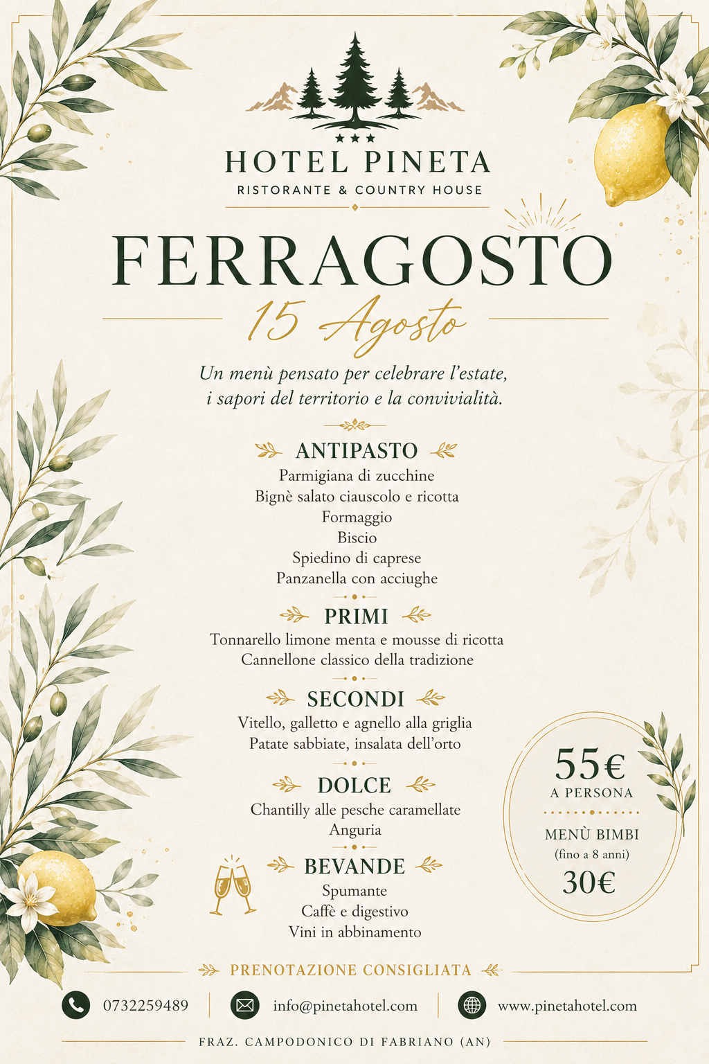 PRANZO FERRAGOSTO 2026