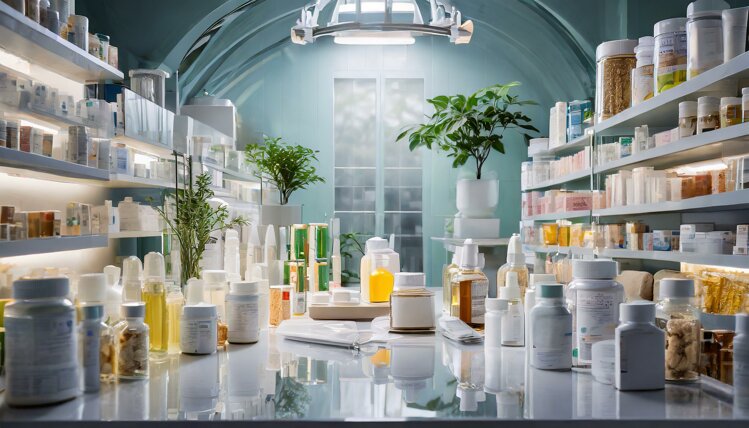 firefly un'immagine ad alta risoluzione di un locale con dentro una varietà di prodotti farmaceutici.jpeg firefly un'immagine ad alta risoluzione di un locale con dentro una varietà di prodotti farmaceutici.jpeg