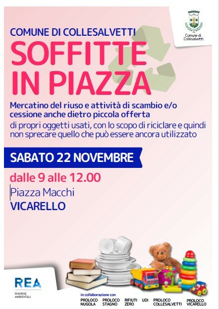 &ldquo;Soffitte in piazza&rdquo;: a Vicarello torna l&rsquo;iniziativa per il riuso degli oggetti non pi&ugrave; utilizzati
