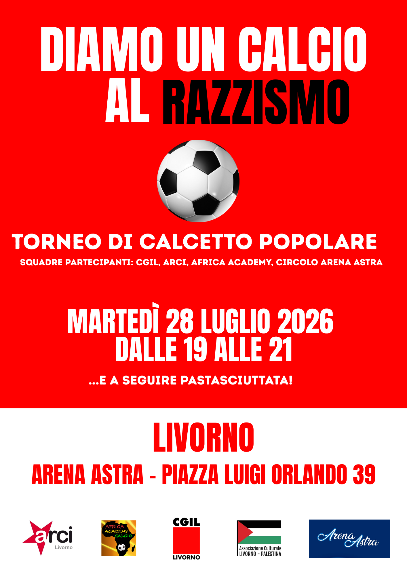 Arena Astra: “DIAMO UN CALCIO AL RAZZISMO”
