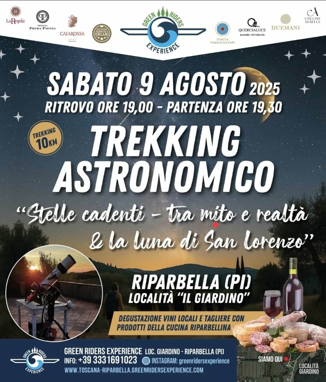 Notte di San Lorenzo a Riparbella: trekking astronomico e pappardelle al cinghiale
