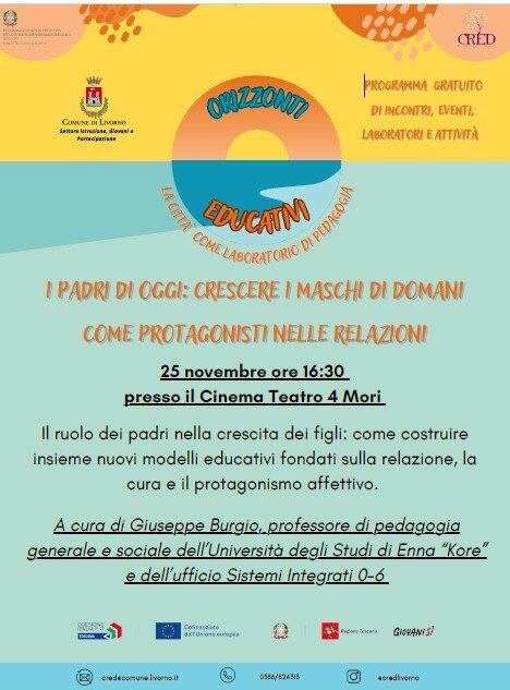 Cinema 4 Mori, &ldquo;I padri di oggi: crescere i maschi di domani come protagonisti nelle relazioni&rdquo;