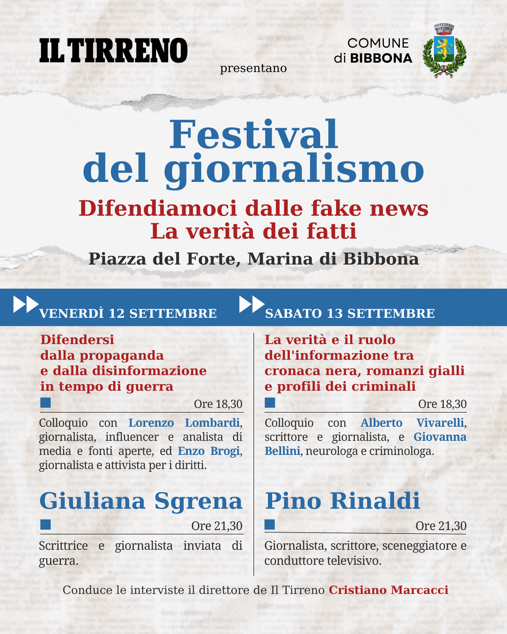 1&deg; Festival del Giornalismo a Marina di Bibbona