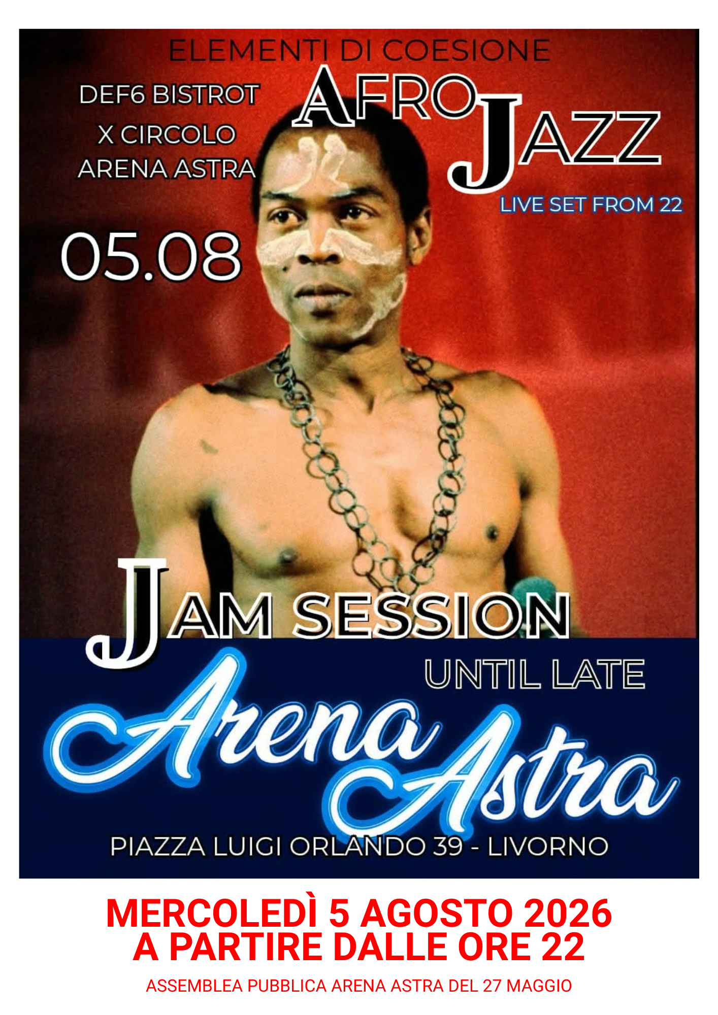 Arena Astra Livorno, jam session contro il razzismo