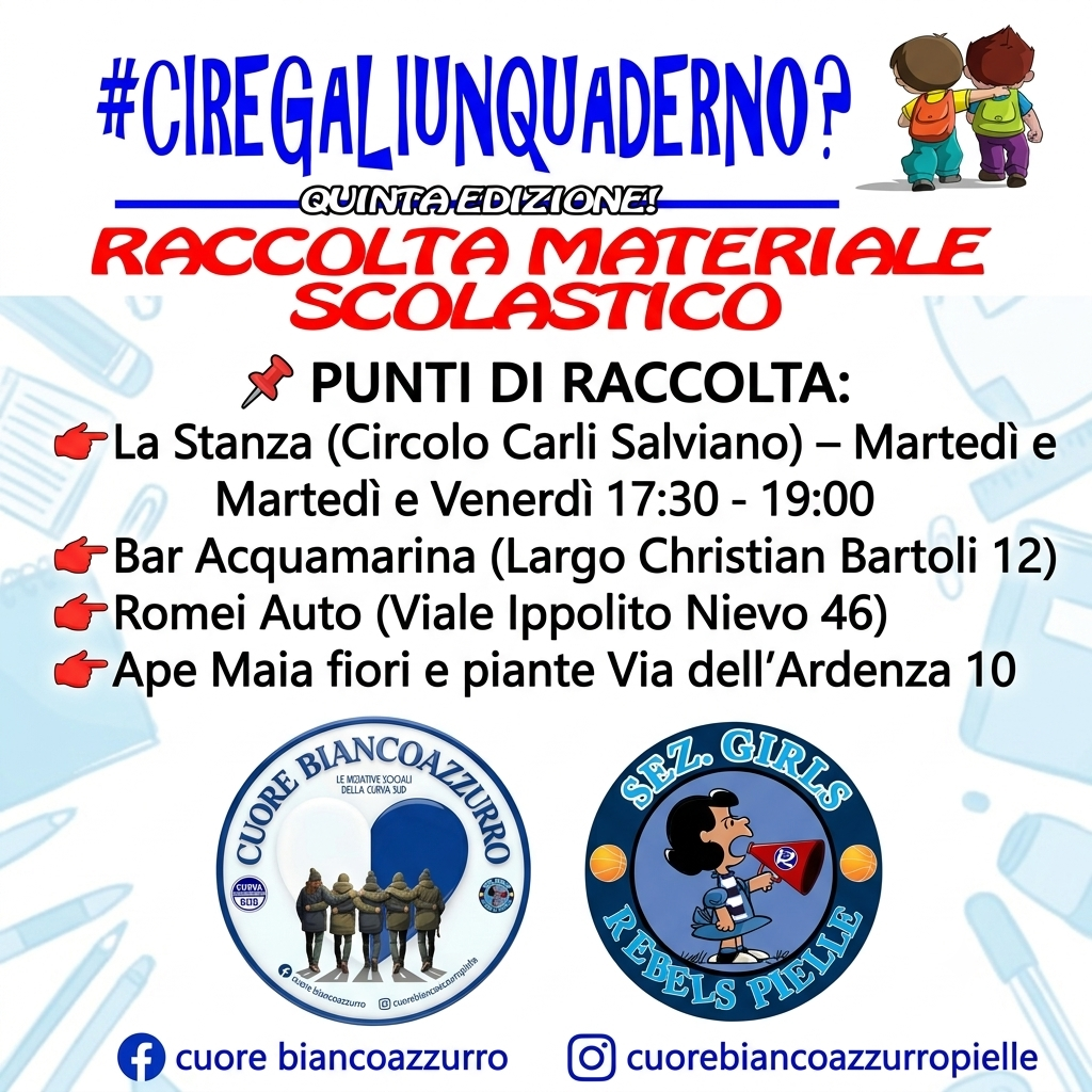 Quinta edizione di “CI REGALI UN QUADERNO?” Quinta edizione di “CI REGALI UN QUADERNO?”