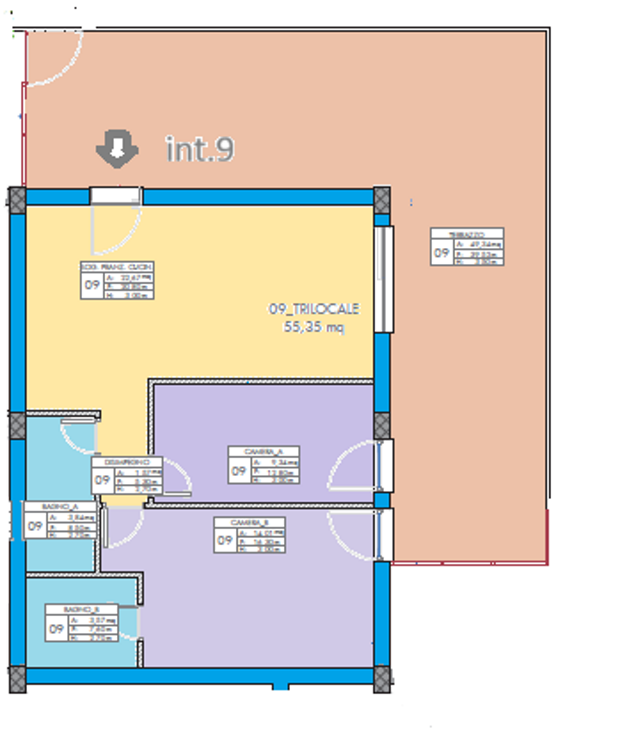 Colli Aniene trilocale nuovo con terrazzo e posto auto – classe A