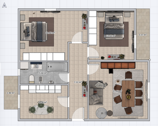 Tufello Trilocale piano alto