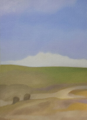 Lontano nel silenzio, 2024 Tecnica mista su carta acquerello Arches, 380x280 mm