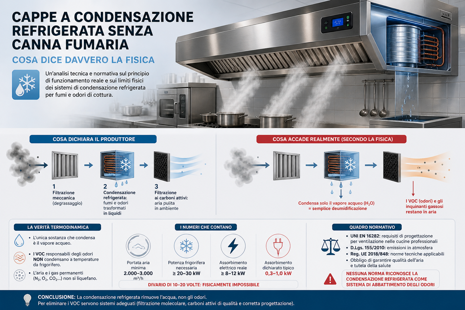 Cappa senza canna fumaria: analisi tecnica | Cappa Bellaria e sistemi a condensazione refrigerata