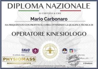 DIPLOMA PHYSIOMASS OPERATORE KINESIOLOGO
