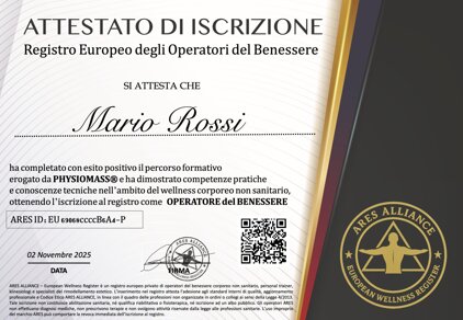 Diploma Iscrizione ARES Albo massaggiatori