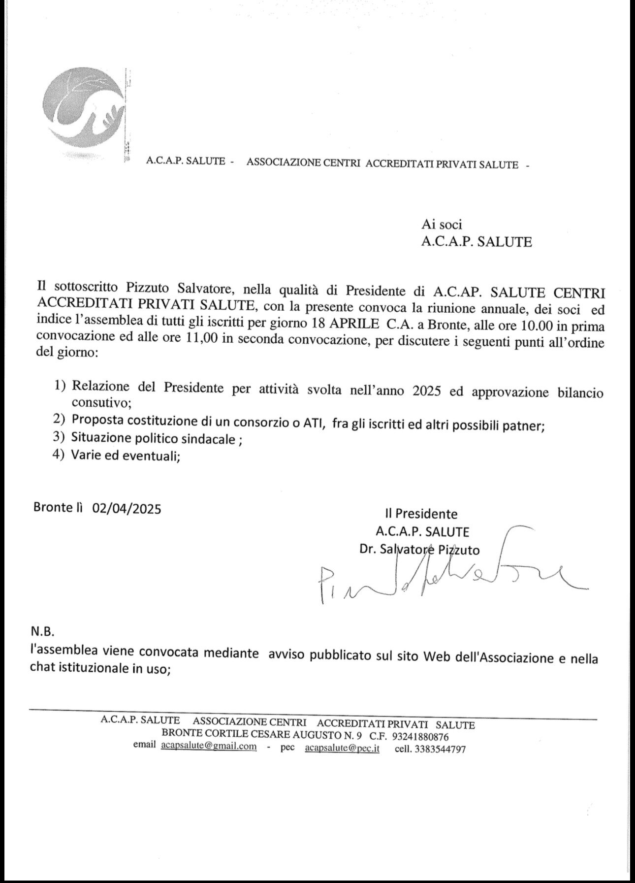 CONVOCAZIONE ASSEMBLEA SOCI 2026