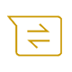 Gold line icon representing exchange, resources or documents
