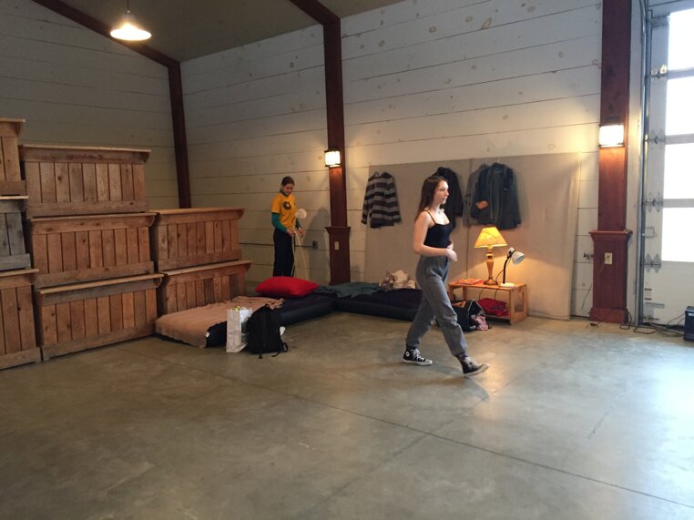 Dancers rehearsing Axis Syllabus movement practice in a studio