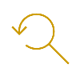 Gold line icon representing search or research