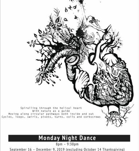Anatomical heart illustration connected to movement and dance research