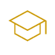 Gold line icon representing learning, training or education