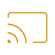 Gold line icon representing online sharing or communication