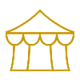 Gold line icon representing workshops or events
