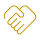 Gold line icon representing collaboration and partnership