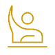 Gold line icon representing movement, dance and body practice