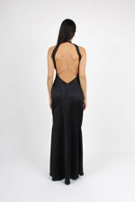 long-dress-in-glossy-satin-with-knot-neckline