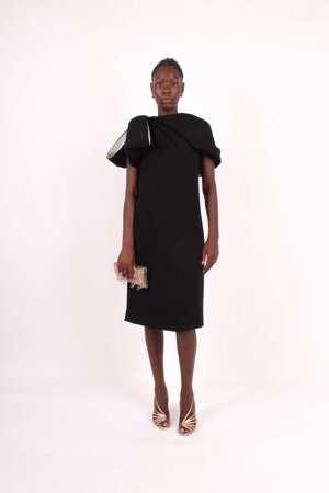 midi-dress-in-cady-with-statement-bow