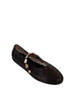mesh-rubber-ballet-flats-with-shell-buckle