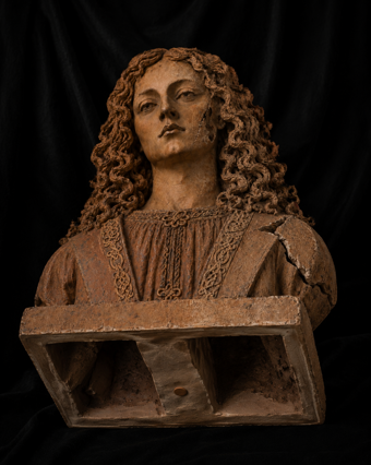 leonardo da vinci e la statua in terracotta policroma