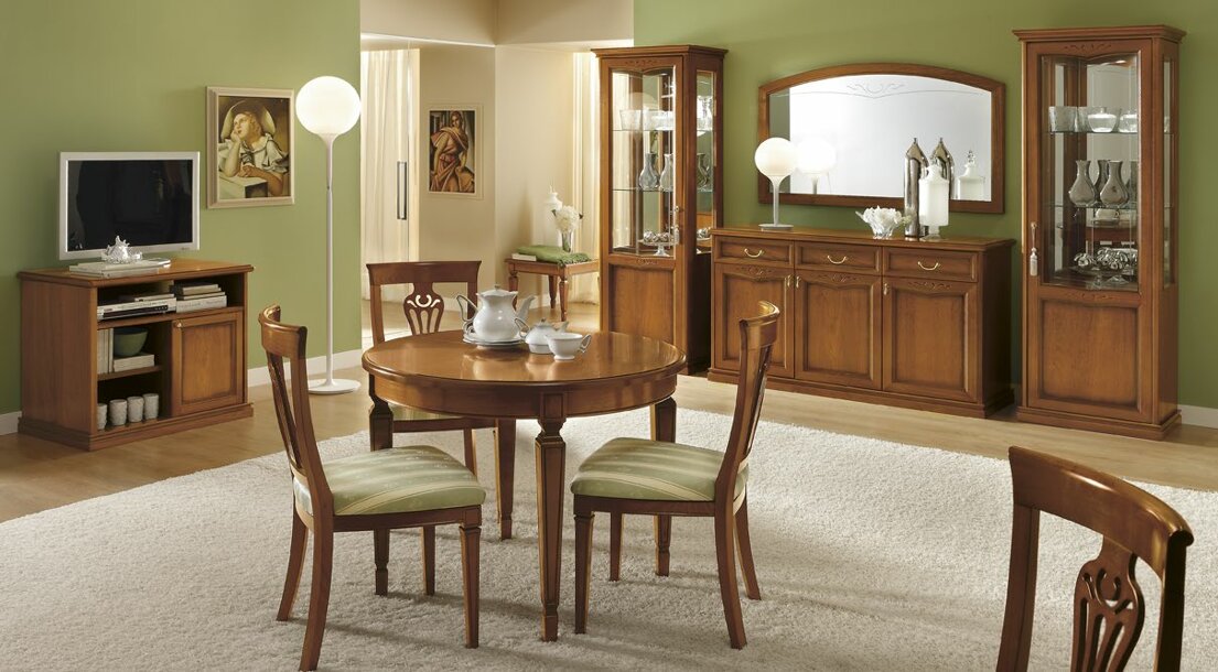 Sala da pranzo classica italiana Made in Italy, consegna e montaggio in Germania e Svizzera Sala da pranzo classica italiana Made in Italy, consegna e montaggio in Germania e Svizzera