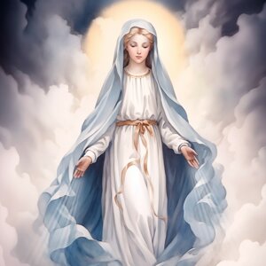 Madonna of the graces, maria prega per noi, nostra signora delle grazie, opera d'arte sacra moderna, art for sale
