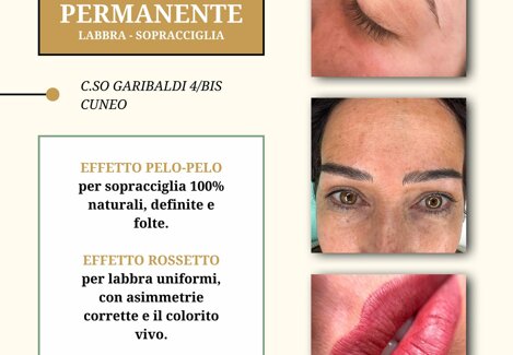 Locandina esplicatica del truccco permanente sopracciglia e labbra