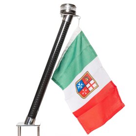 Shop SoftAir Asta Portabandiera Porta Bandiera Inox Inossidabile 35 o 50 cm con Staffa o per Pulpito per Imbarcazioni Barca Yacht Bandiera Italiana Inclusa (per Pulpito, 35cm