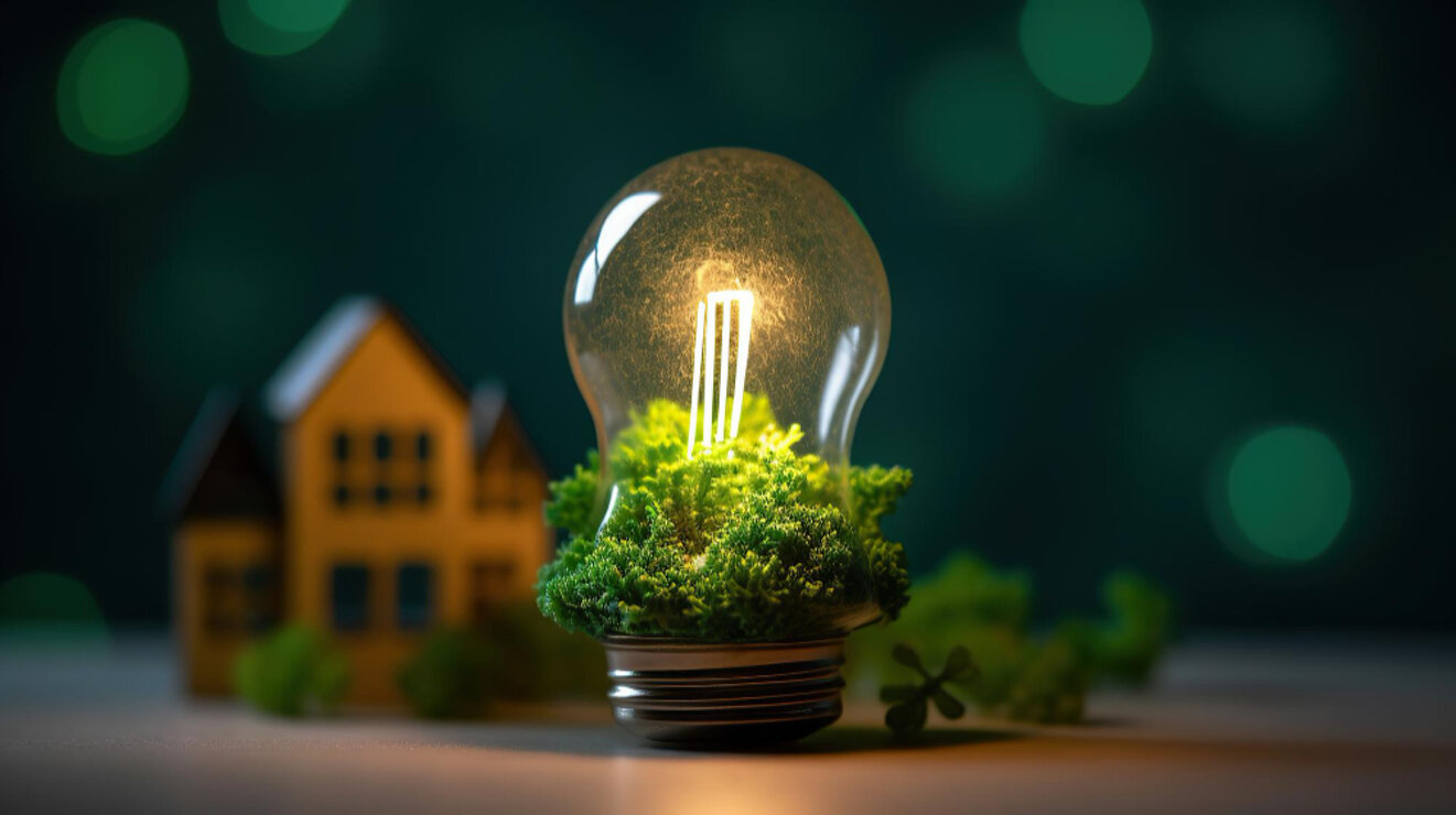 Bobilla encendida con un interior de hojas verdes