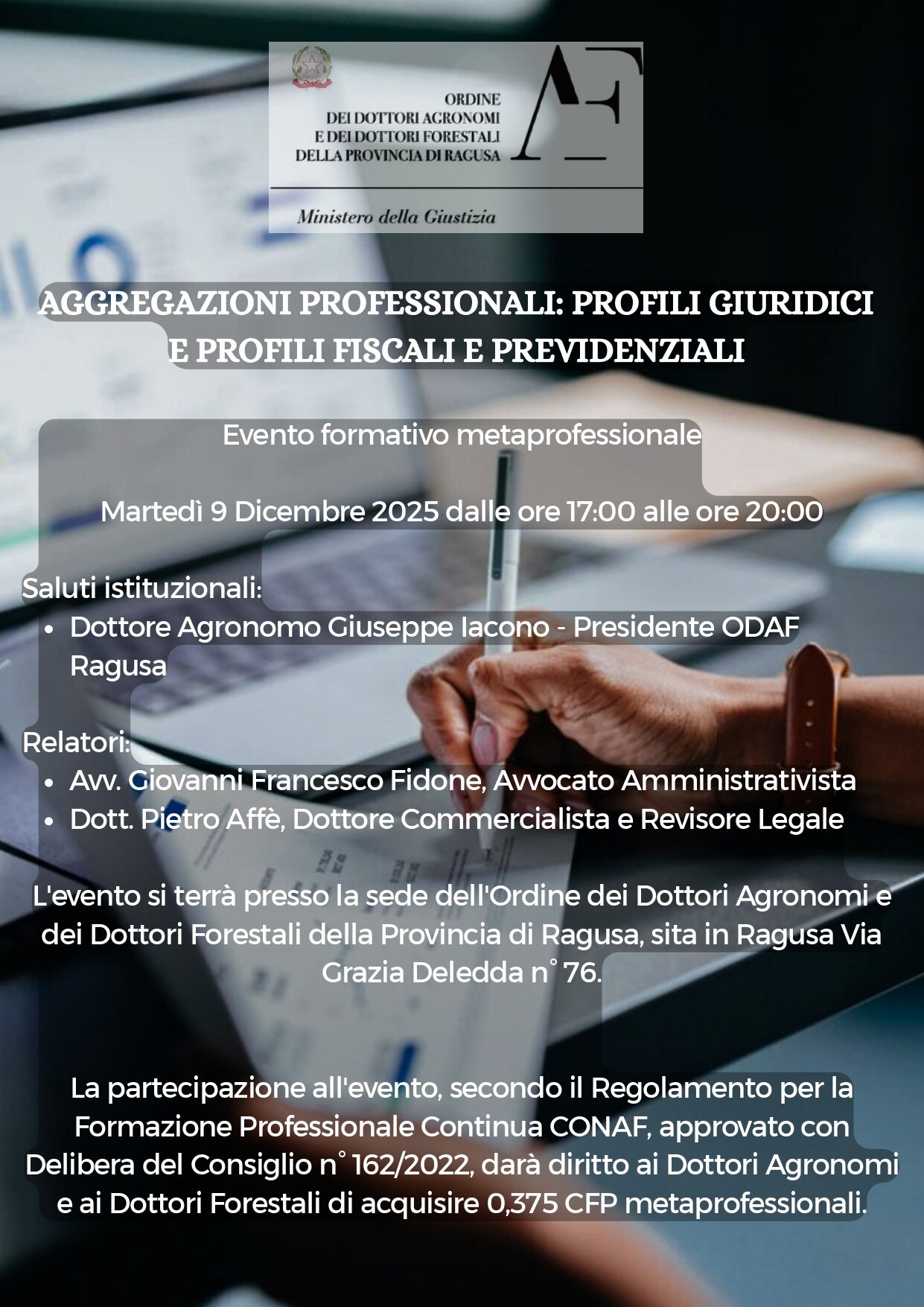 Evento formativo del 9 dicembre 2025: 