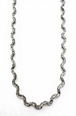 Collana Uomo In Acciaio Inox 316L Stile Greco A Maglia Catena Argento E Nero